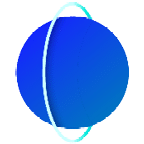 A blue and white planet with a ring around it. Contenuto generato da AI