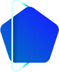 A blue and white triangle with a blue square in the middle. Contenuto generato da AI