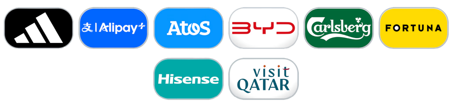 A collection of logos for various companies, including Adidas, Avis, and Fortuna. Contenuto generato da AI
