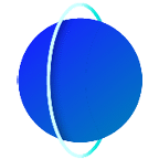 A blue and white planet with a ring around it. Contenuto generato da AI