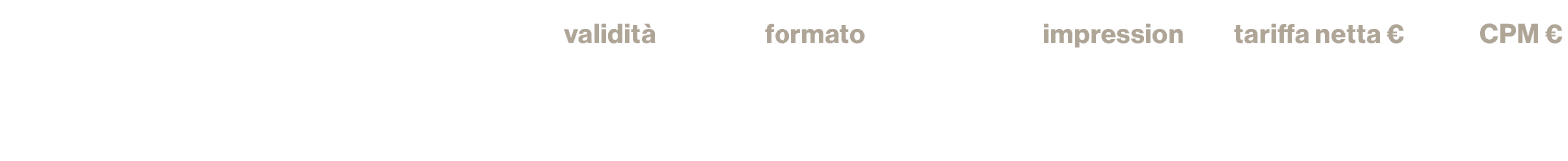 ,validit ,formato,impression,tariffa netta €,CPM € ,live e VOD regate di maggio ,22 23 24 maggio ,spot video multidev...