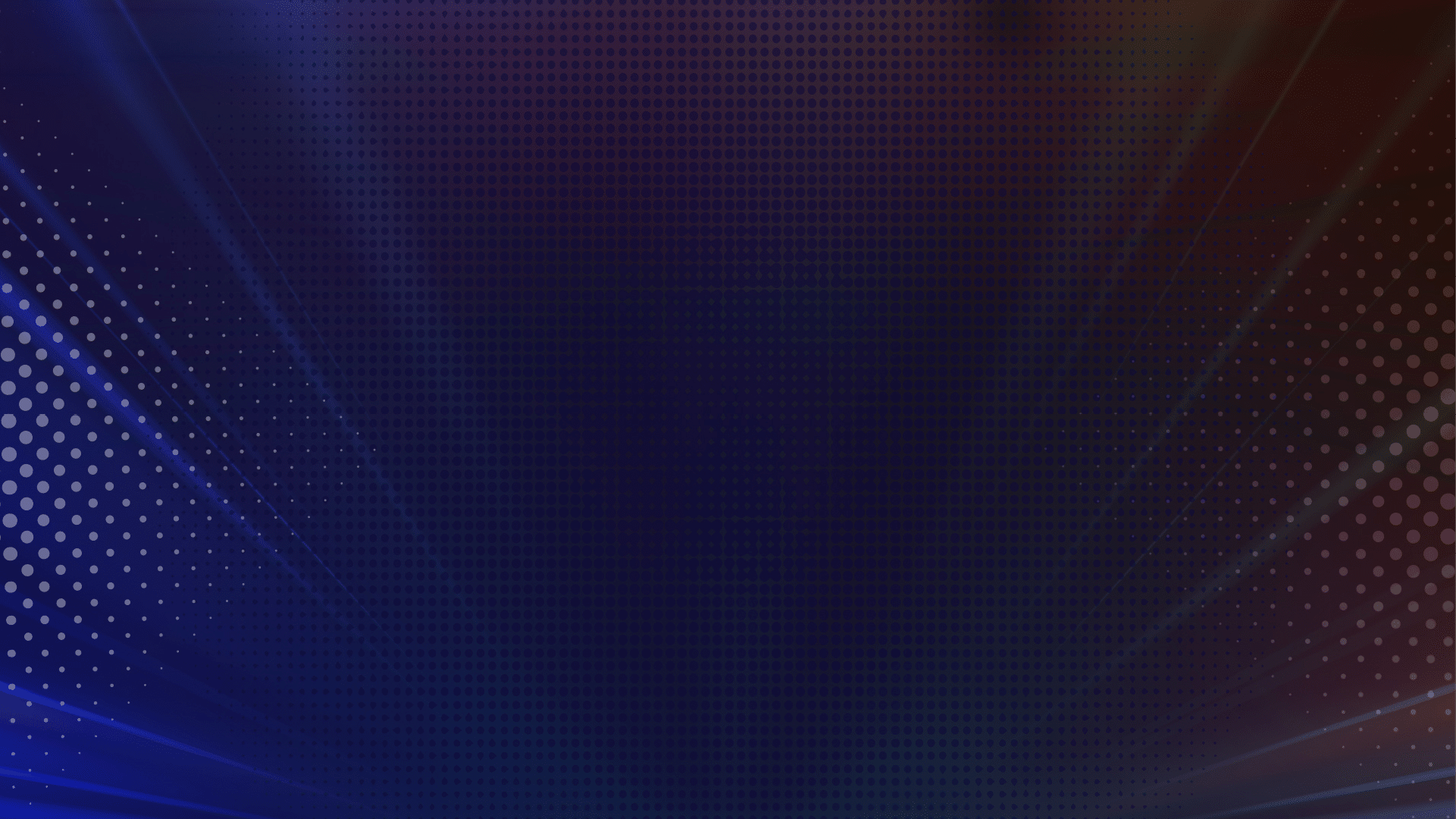 A dynamic background with blue and red gradient rays and dotted patterns radiating from the corners toward the center. Descrizione generata da AI