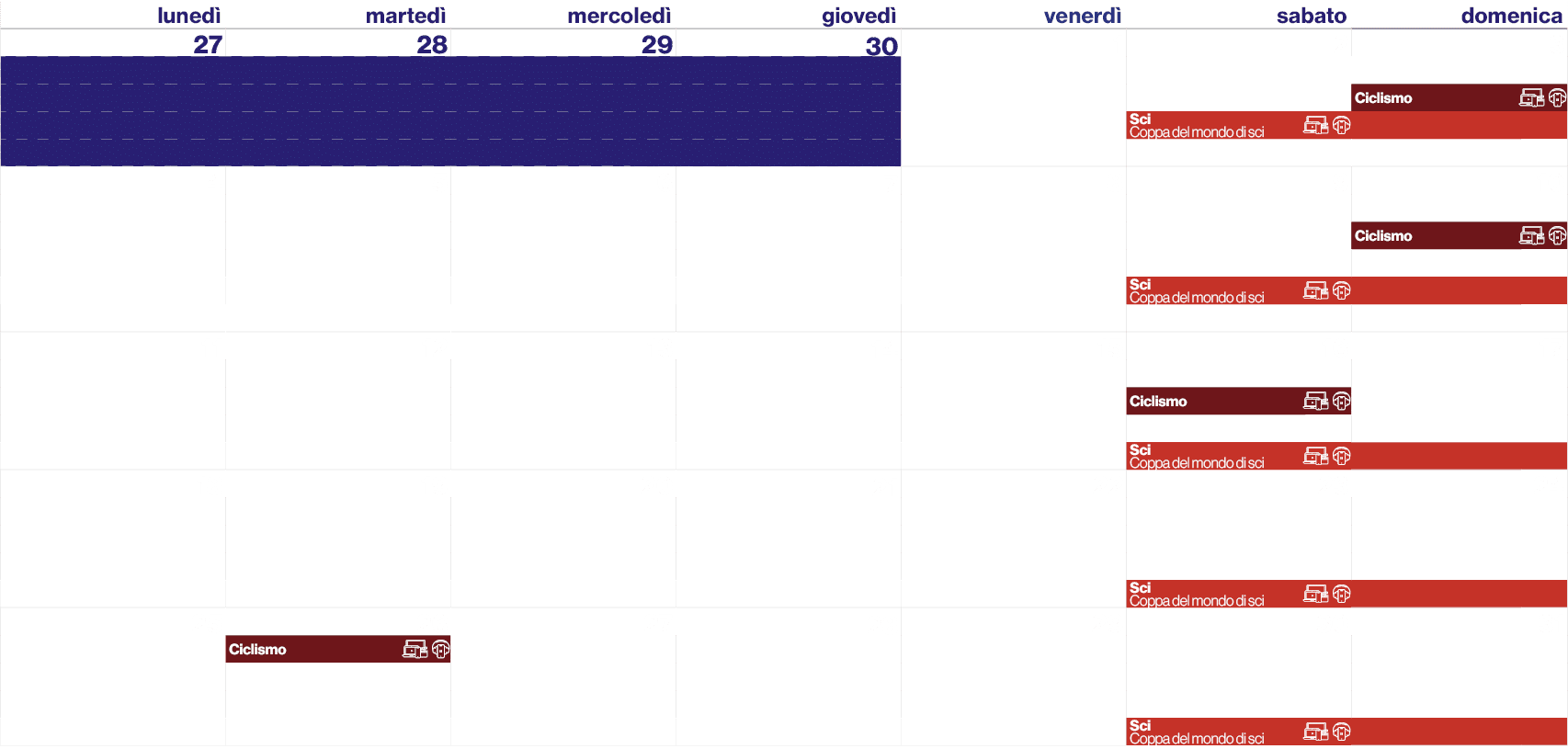luned ,marted ,mercoled ,gioved ,venerd ,sabato,domenica,,27,,28,,29,,30,,1,,2,,3,,,,,,,,,,,,,,,,,,,,,,,,,,,Ciclismo,...
