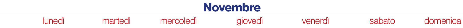 Novembre,luned ,marted ,mercoled ,gioved ,venerd ,sabato,domenica