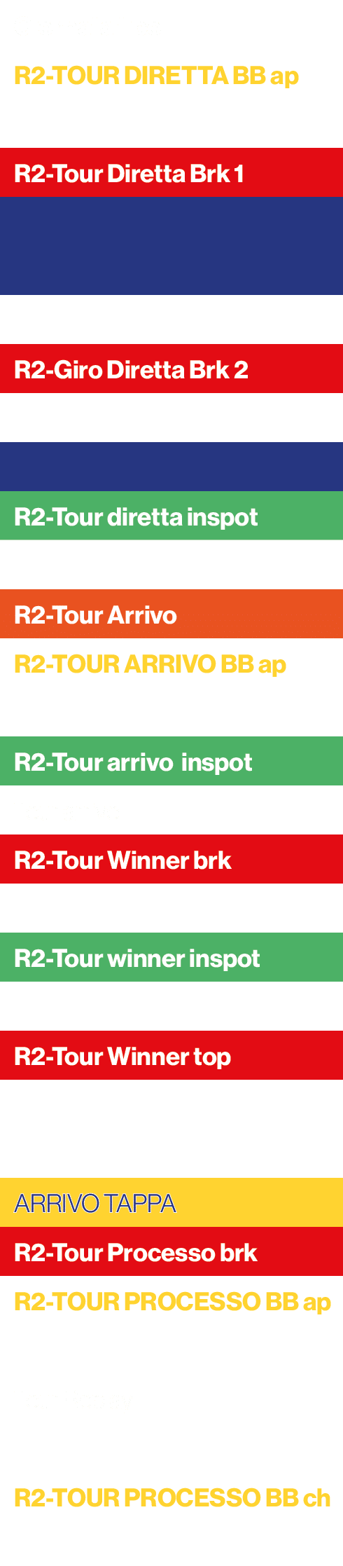 Giornata tipo,R2 TOUR DIRETTA BB ap,,R2 Tour Diretta Brk 1 ,,,,R2 Giro Diretta Brk 2,,,R2 Tour diretta inspot,,R2 Tou...