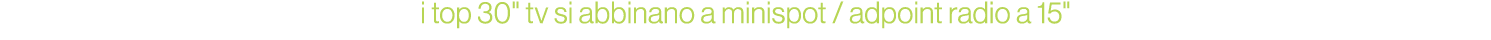 i top 30\“ tv si abbinano a minispot / adpoint radio a 15\"