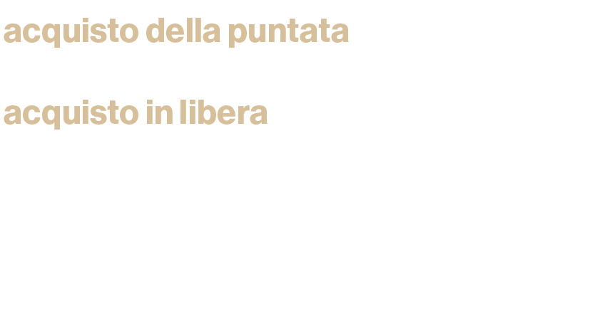 acquisto della puntata,per ogni formato disponibile,,acquisto in libera,,spot,billboard,spot p/u,billboard plus,speci...