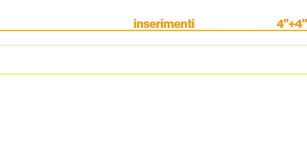 ,inserimenti,4\“+4\",,,tariffa €,apertura+chiusura,13+13,130.000