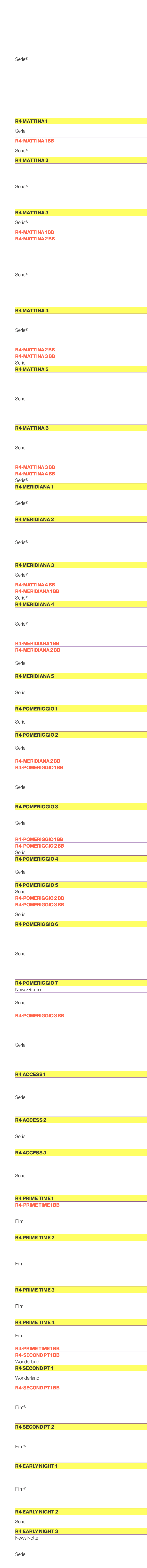 6.00,Serie®,6.05,6.10,6.15,6.20,6.25,6.30,6.35,6.40,6.45,6.50,6.55,7.00,7.05,7.10,7.15,7.20,7.25,7.30,R4 Mattina 1,7....