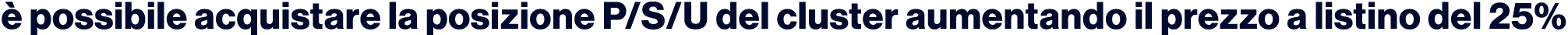  possibile acquistare la posizione P/S/U del cluster aumentando il prezzo a listino del 25%