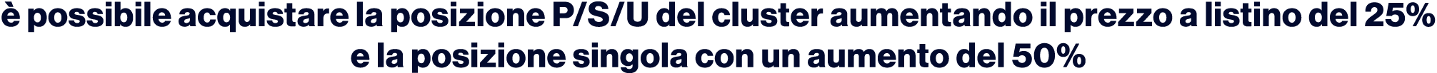  possibile acquistare la posizione P/S/U del cluster aumentando il prezzo a listino del 25% e la posizione singola c...