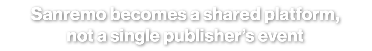 Sanremo becomes a shared platform, not a single publisher’s event