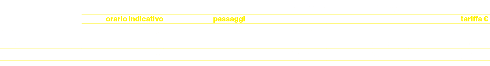 ,,,Bronze,Silver,Gold,,orario indicativo,passaggi,,,tariffa €,diretta, 16.00,7,34.300,42.000,54.600,arrivo,16.35,7,42...