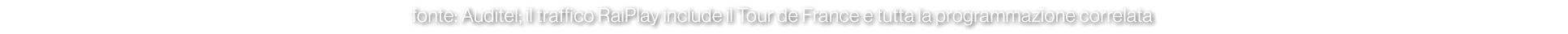 fonte: Auditel; il traffico RaiPlay include il Tour de France e tutta la programmazione correlata