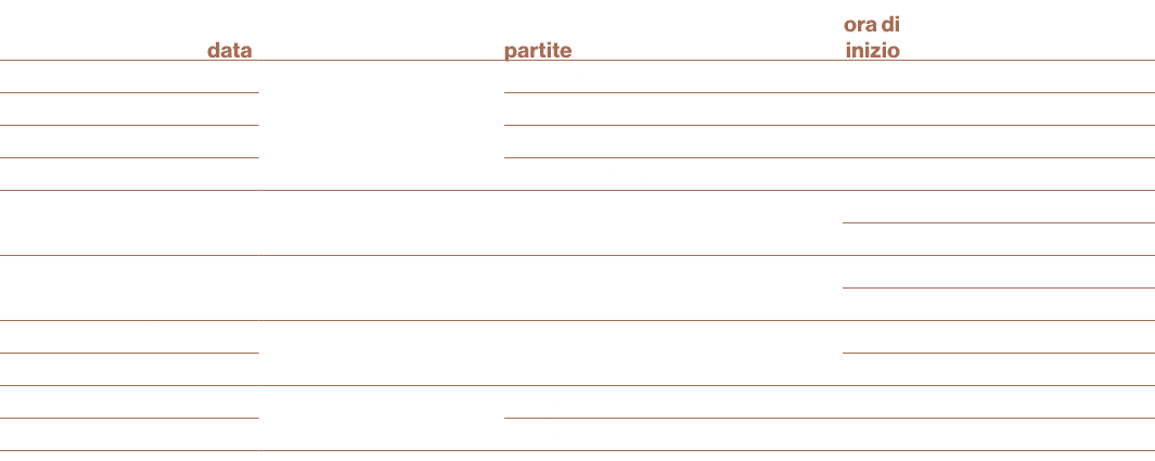 ,,data,,,partite,ora di inizio,￼,venerd 22 agosto,,fase a gruppi ,Inghilterra Stati Uniti,20.30,20.15,22.30,sabato 2...